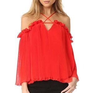 Alice McCall pleated crepe wide-sleeve top